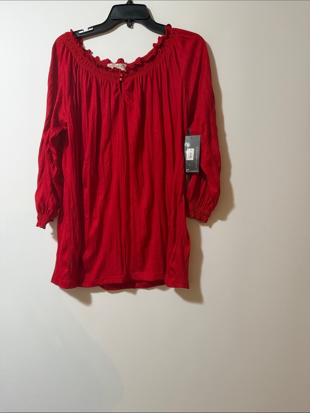 Debbie Morgan Red Peasant Tunic Top